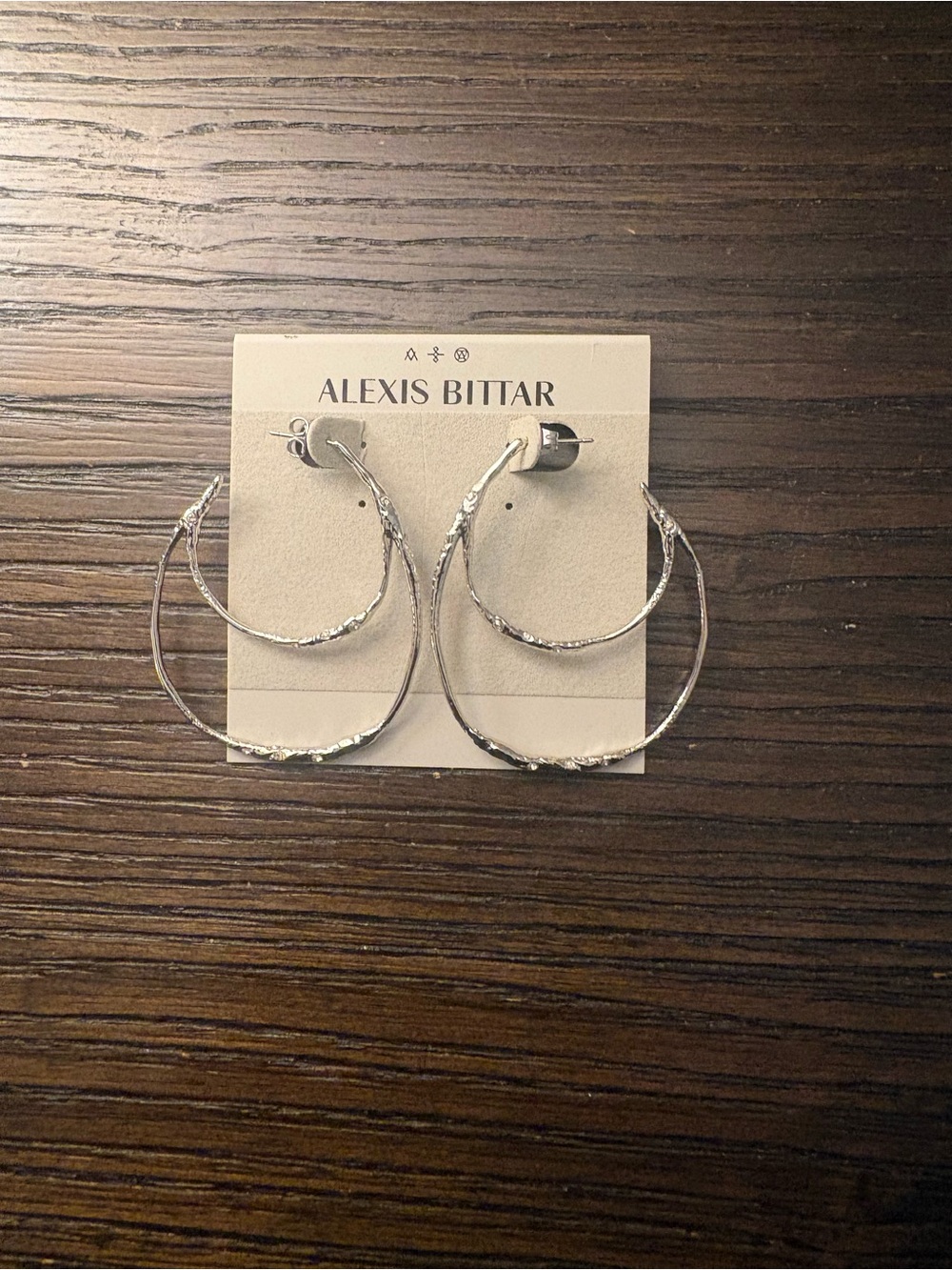 NEW Alexis Bittar Silver Double Hoop Earrings